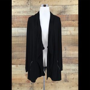 Soft Surroundings Womens Black‎ Open Front Cardigan